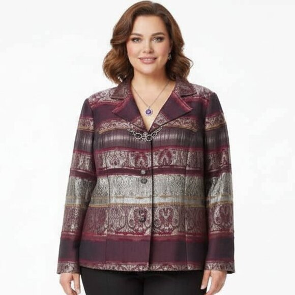 COLDWATER CREEK 2X Multi-Color Button Down Casual Jacket Coat - Picture 3 of 4